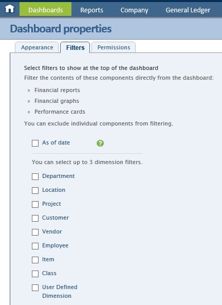 Dashboards Properties Screenshot