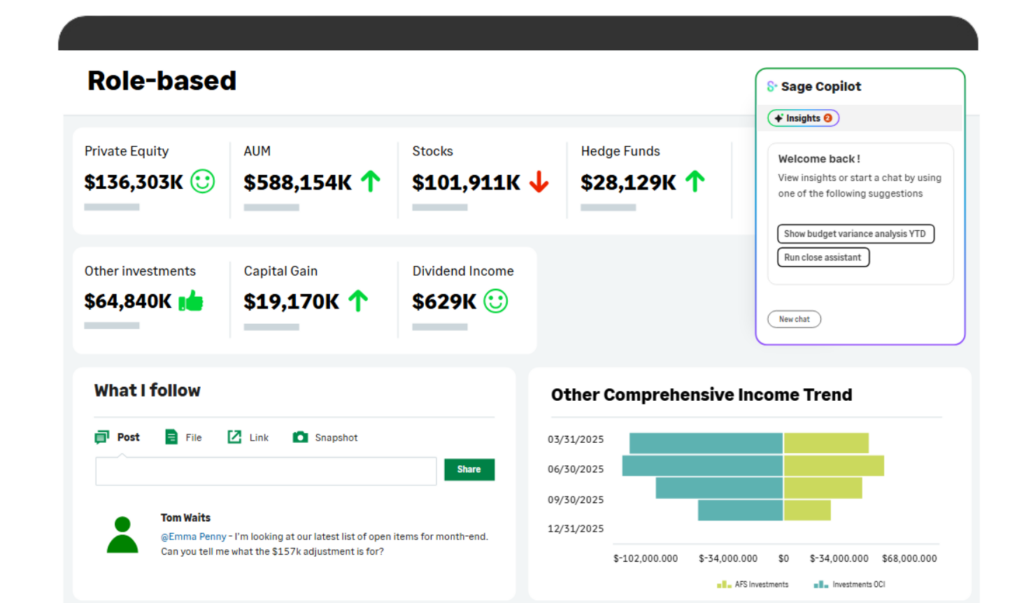 Sage Intacct Role Based Dashboard