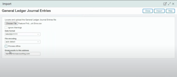 Sage Intacct Import