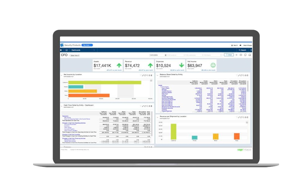 Sage Dashboard on a Laptop - Micro Accounting